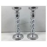 Silver color metal candle holder set, 11 in tall