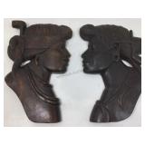 Vtg hand carved wood Indigenous style wall