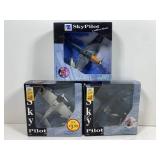 3 Sky Pilot toy airplanes, assorted, 1:48 scale
