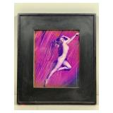 Framed color photo nude woman, 13x15