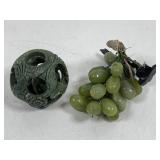 Carved green jasper sphere ball puzzle ball, some