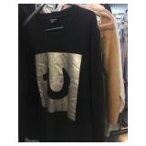 Assorted clothing. True religion sweatshirt,