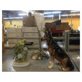 Parakeet Statue by Andrea, Dog Statue, and Blown