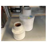 Rustic White Glazed Terra-cotta Vases. Largest