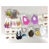 Fashion costume jewelry. Earrings, pins.