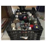 Assorted Spray Paints, Oil, Paint Thinner, and