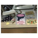 Metal Warning Sign, License Plates, Harley Plate
