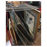 Large collection of framed prints, approx 44x32in