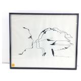 This is a framed art print titled the kiss by