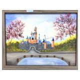Framed, signed painting on canvas, Castle, 15x19