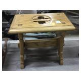 Wood stool, approx 16x18in