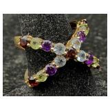 Sterling Silver Ring W/stones, Tw 4.4g, Sz 6