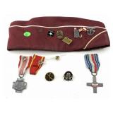 US Military Ex-POW Hat with Medals and Pins
