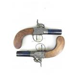 Pair English Percussion Dueling Pistols Black