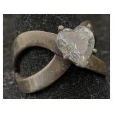 Sterling Silver Ring W/heart Stone, Tw 4.9g, Sz 8