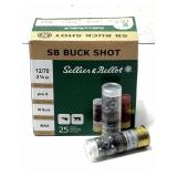 25 Rounds 12 GA 00 Buck Ammo - S&B 2.75 in