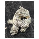 Sterling Silver Ring W/dragon, Tw 8.6g, Sz 6.5