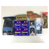 Shotshell Primers, Partial box 9mm ammo, Leather