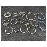 Sterling Silver Rings & Earrings, Tw 27.4g, Sz 6,