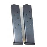 Pair Extended 1911 Magazines - 45 cal