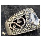 Sterling Silver Ring W/stones, Tw 6.1g, Sz 8