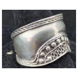 Sterling Silver Ring W/pattern, Tw 9.4g, Sz 8.5