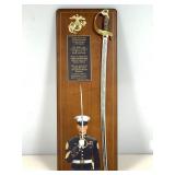 USMC Plaque with Display Sword - approx. 3ft tall
