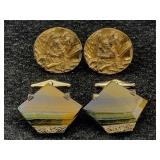 2 Sterling Silver Cufflinks W/stones, Tw 36.2g