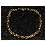 Sterling Silver Vermeil Bracelet, Tw 4.4g, Sz 7in