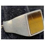 Sterling Silver Ring W/tiger Eye, Tw 12.5g, Sz 10