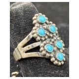 Sterling Silver Ring W/turquoise, Tw 3.9g, Sz 6