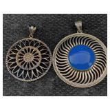 2 Sterling Silver Pendants W/stone, Tw 39.4g,