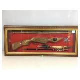 Shadowboxed Primitive Crossbow display with Bolts