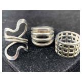 3 Sterling Silver Rings, Tw  24g, Sz 7ï¿½ & 8