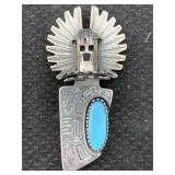 Sterling Silver Indian Brooch Stamped, Tw 45g, Sz