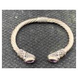 Sterling silver & 14k Gold bangle bracelet, tw 24g