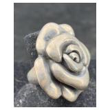 Sterling Silver Rose Ring, Tw 8.5g, Sz 6