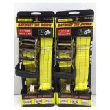2 New 1.5in x 20 Ft. Long Ratchet Tie Down Straps