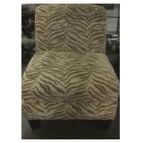 Tan zebra patter chair, approx 29in wide