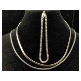 2 Sterling Silver Necklaces & Bracelet, Tw 35.5g,