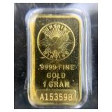 1g Gold Bar .9999 Fine Gold - Sunshine Minting Inc