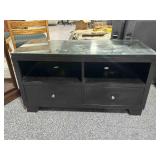 Wood Entertainment center w/glass top, approx