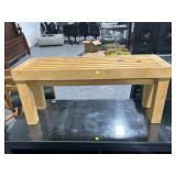 Solid wood bench, approx 36x11x16in
