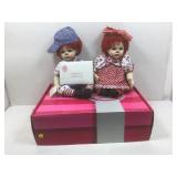 Marie Osmond dolls, Huggs & Kissy w/COA, 18 in