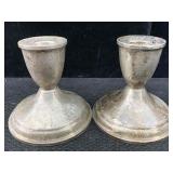 2 Sterling Silver Weighted Candle Holders, Tw 378g
