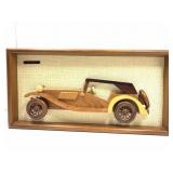 Vtg handcrafted framed wooden car wall hanging,