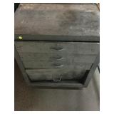Metal tool box w/3 drawers, approx 18x26x32in