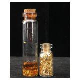 Two vials of pure gold flakes and nuggets