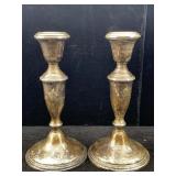 2 Sterling Silver Weighted Candle Holders, Tw 709g