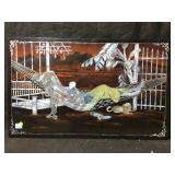This is a Vietnamese black lacquer painting